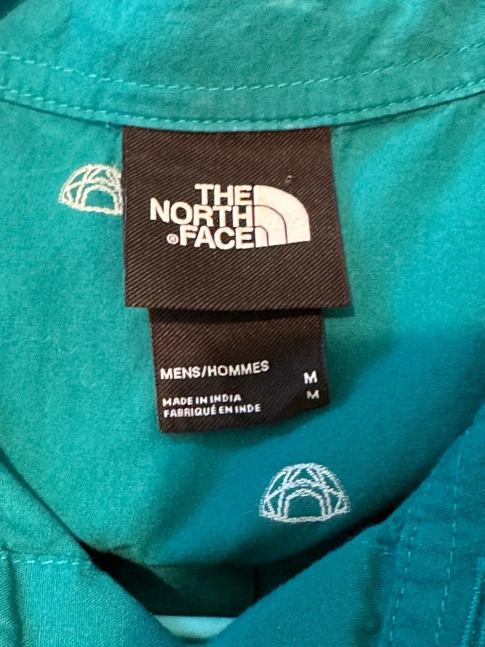 The North Face Teal Short Sleeve Baytrail‎ Jacq Shirt Tent Print Men Medium